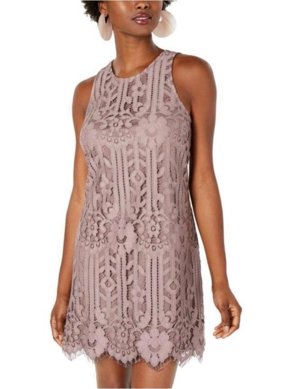 Speechless Mauve Lace Sleeveless Shift